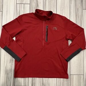 The North Face Men's  FLEECE LINED 1/2 Zip Top RED/DARK GRAY POCKET PHONE  XL